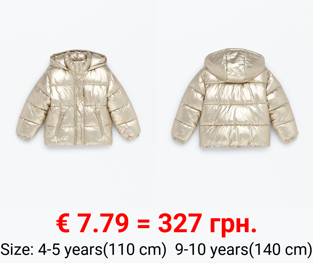 Metallic puffer jacket