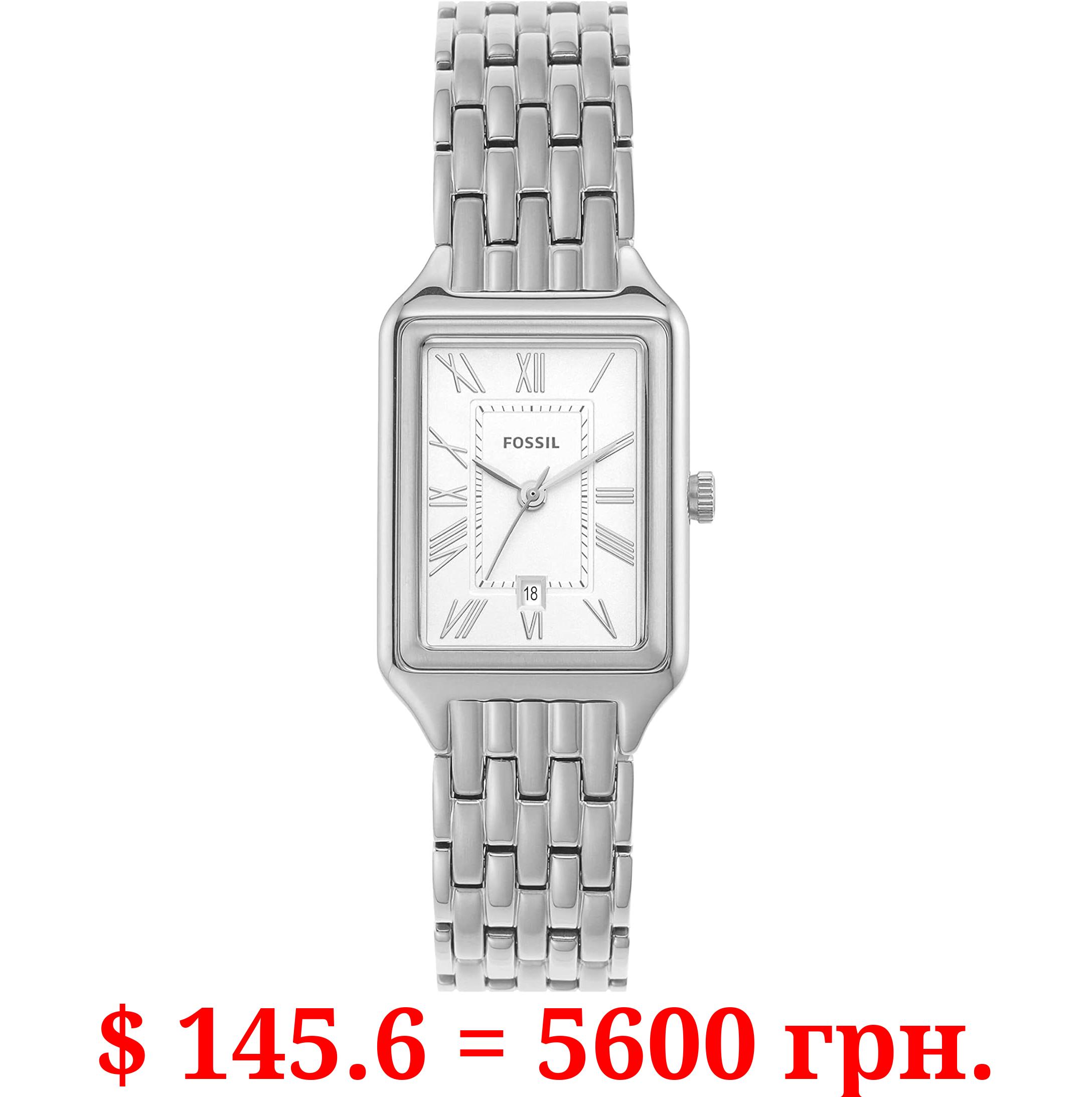 Fossil Raquel Women's Watch with Rectangular Case and Stainless Steel Bracelet or Leather Band