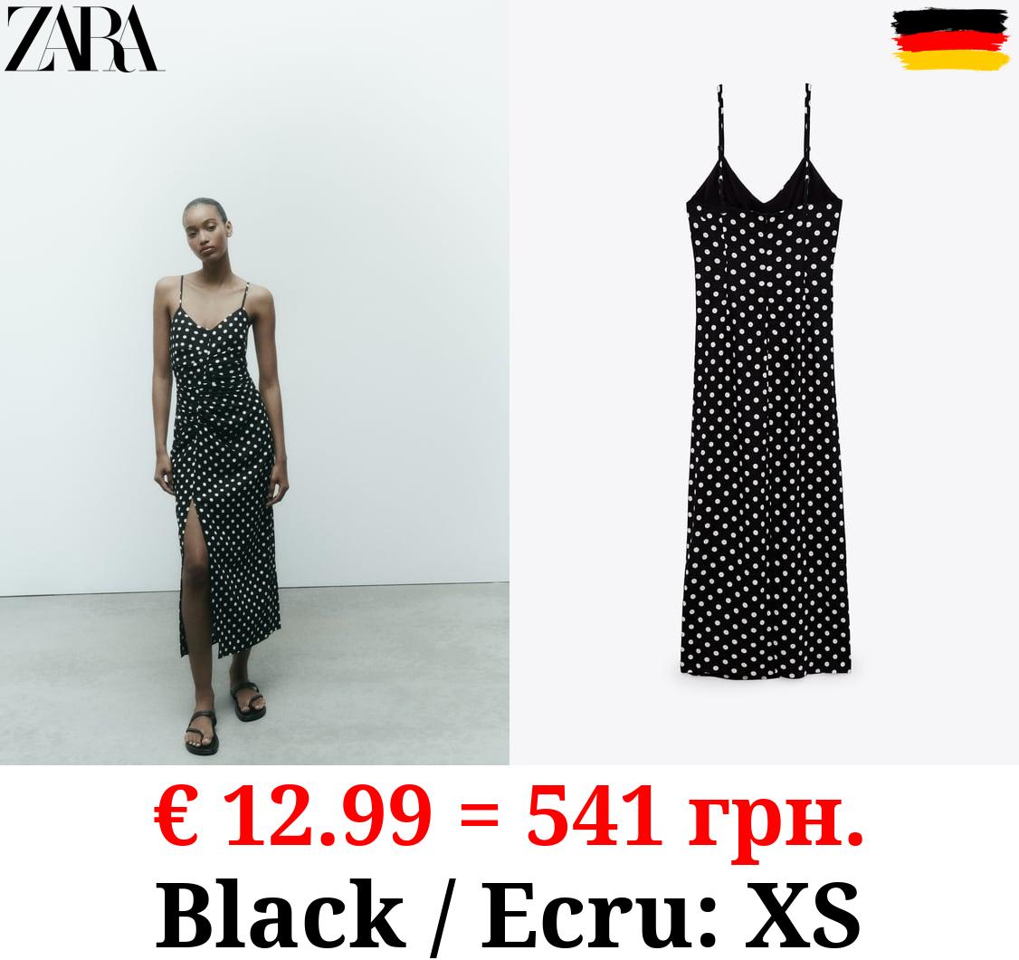 LINEN BLEND POLKA DOT DRESS