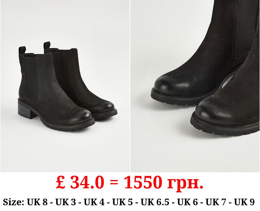 Black Leather Look Chelsea Boots