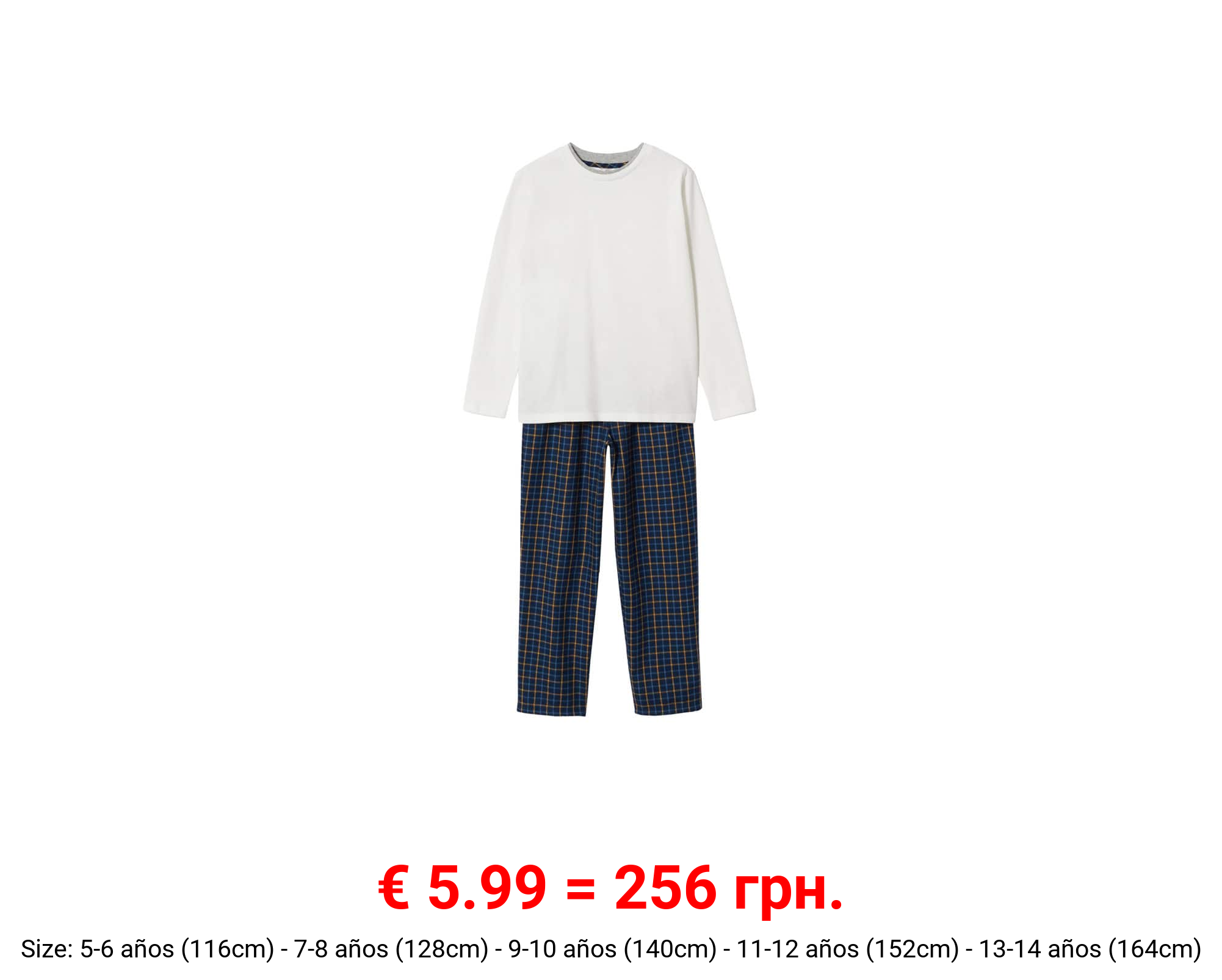 Pijama dos piezas largo cuadros