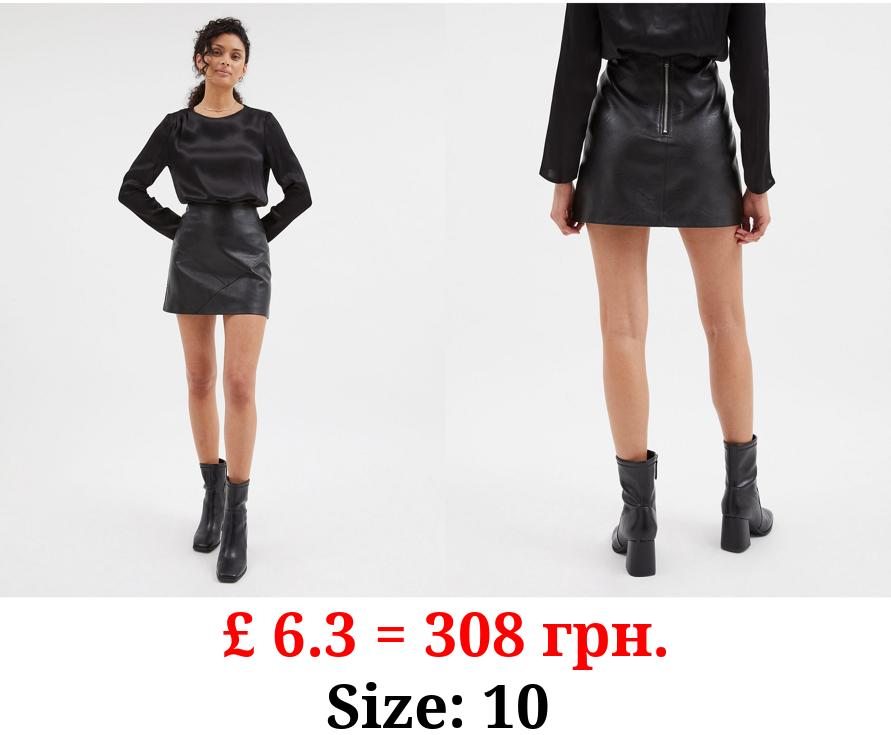 Black Faux Leather Mini Skirt