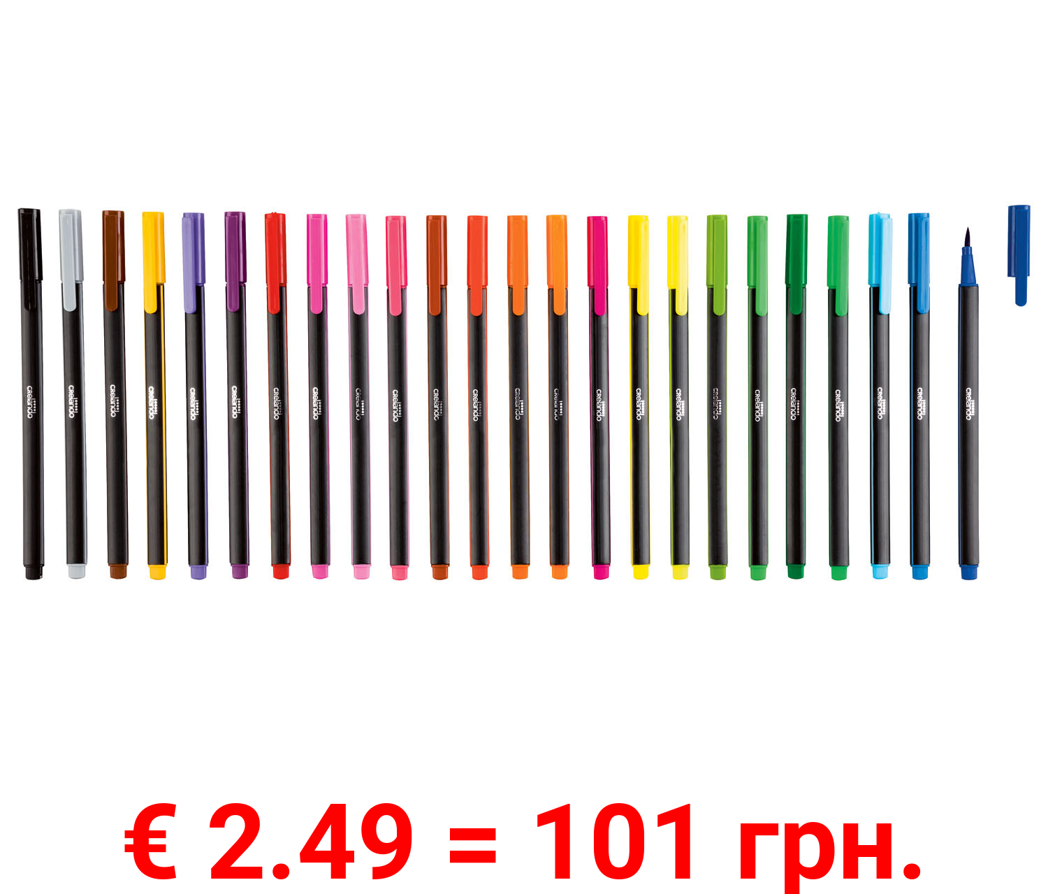 crelando Fineliner / Brushliner, 24 Stück