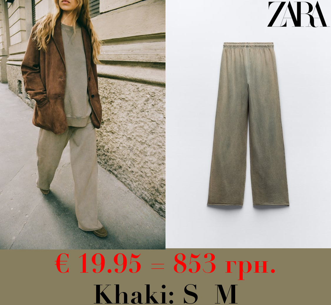 FADED-EFFECT PLUSH JOGGER TROUSERS