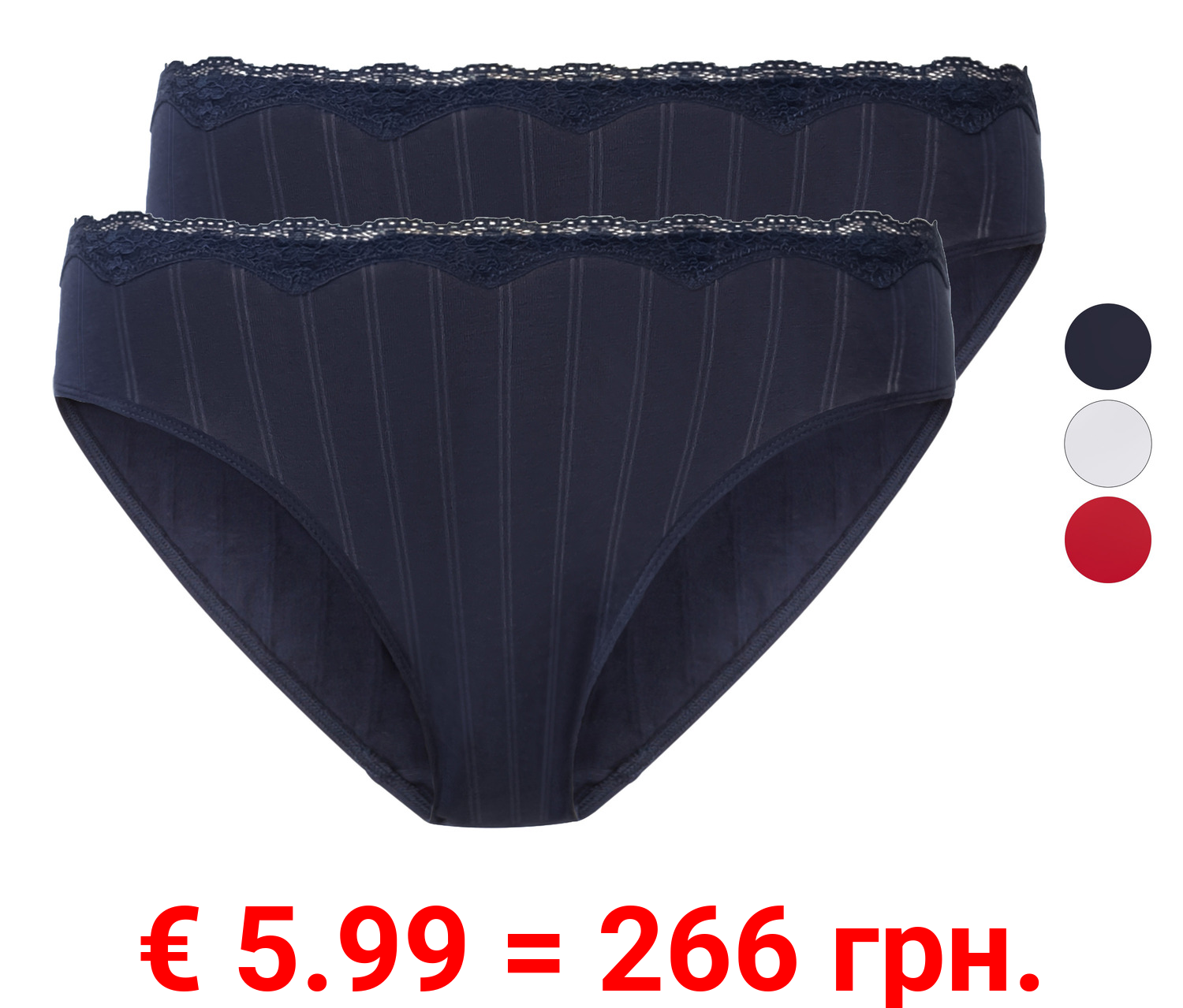 esmara® Damen Slips, 2 Stück, mit Spitze