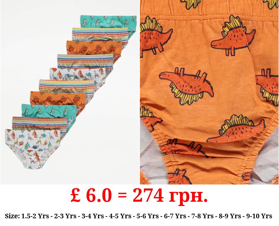 Bright Dinosaur Briefs 10 Pack