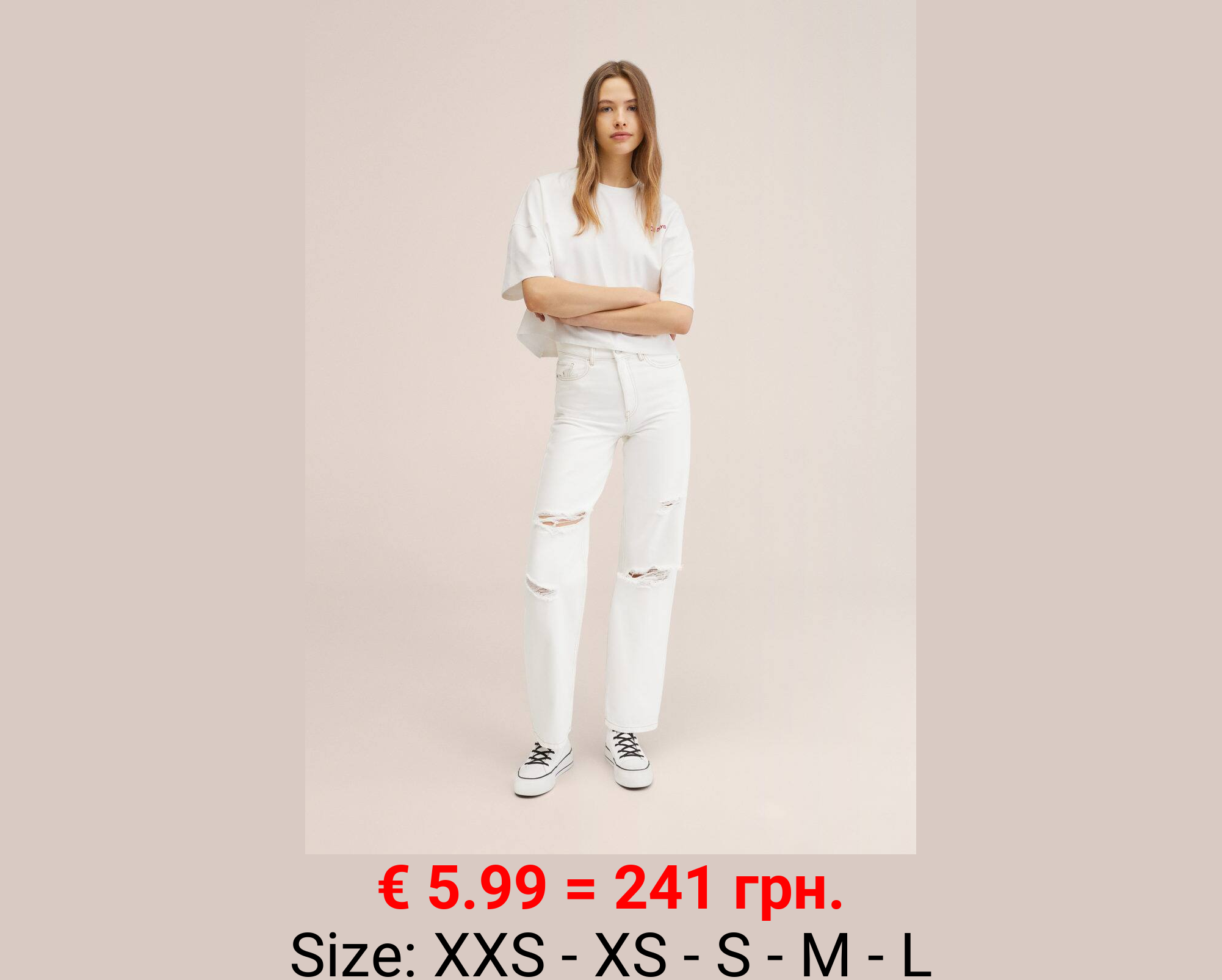 Jeans wideleg rotos decorativos