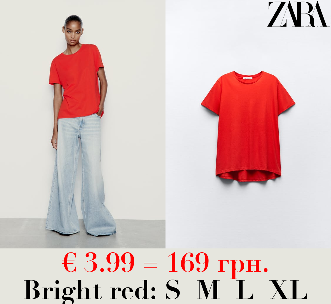 BASIC T-SHIRT WITH ASYMMETRIC HEM