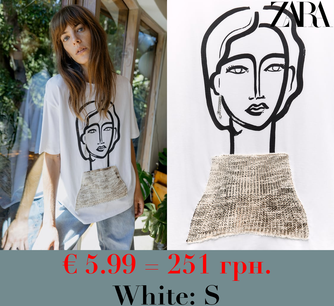 T-SHIRT WITH GIRL AND RHINESTONE DETAIL