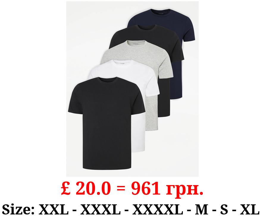 Plain Crew Neck T-Shirts 5 Pack