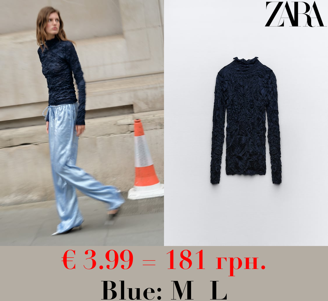 CREASED-EFFECT KNIT TOP