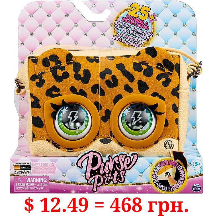 Purse Pets, Leoluxe Leopard Interactive Pet Toy & Crossbody Kids Purse with Over 25 Sounds and Reactions, Shoulder Bag for Girls, Trendy Tween Gifts