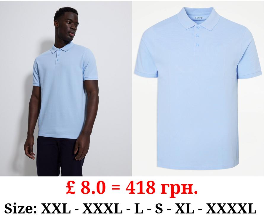 Pale Blue Short Sleeve Polo Top