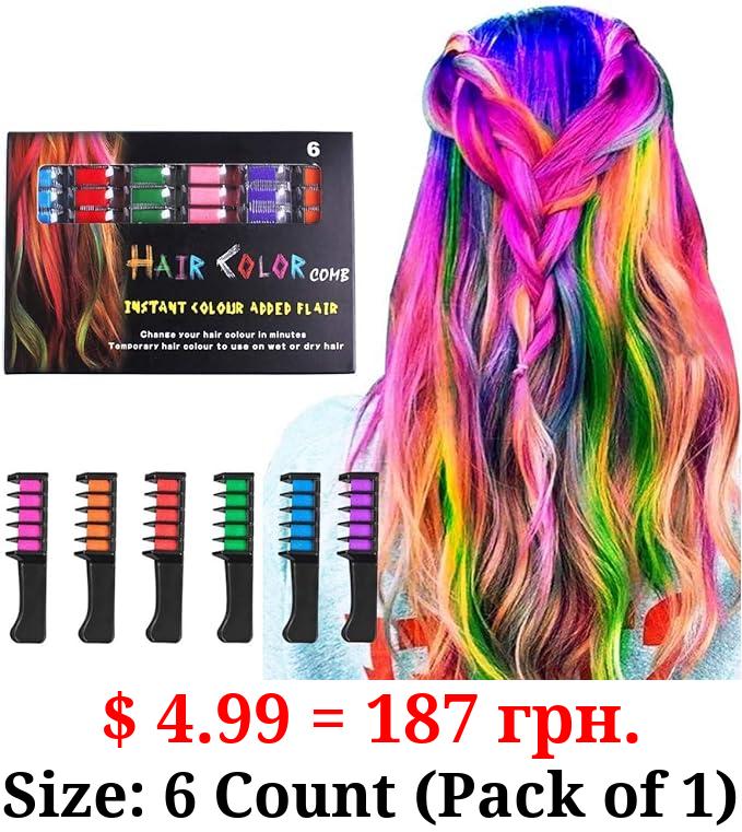 Hair Chalk Comb LAWOHO 6 Colors Temporary Hair Dye Marker Gifts for Girls Kids Adults for Halloween Christmas Birthday 8 9 10 11 12 year old girl gift Party, Cosplay