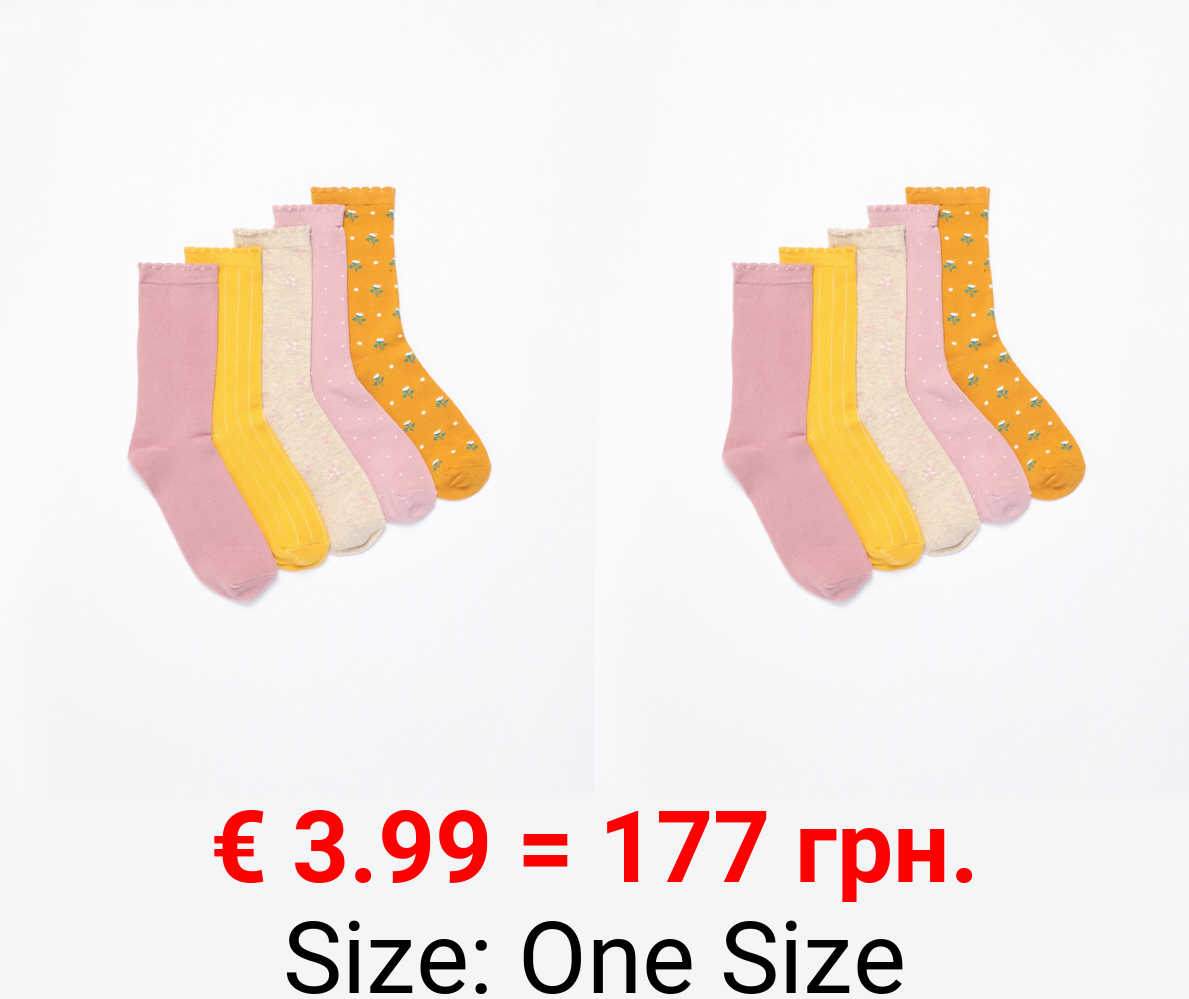 Pack of 5 pairs of printed long socks