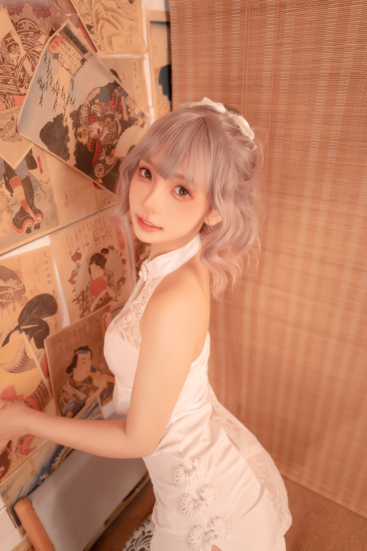 Cosplay 神楽板真冬 白旗袍 36