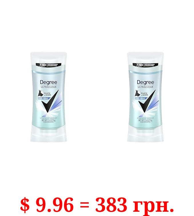 Degree Antiperspirant for Women Protects from Deodorant Stains Pure Clean Deodorant for Women 2.6 oz (Pack of 2)