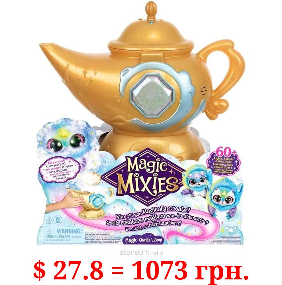 Magic Mixies Magic Genie Lamp with Interactive 8" Blue Plush Toy and 60+ Sounds & Reactions. Unlock a Magic Ring and Reveal a Blue Genie from The Real Misting Lamp. Gifts for Kids, Ages 5+