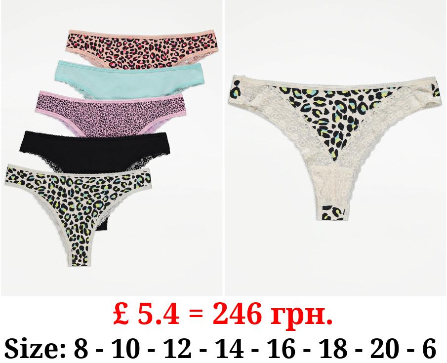 Bright Animal Print Brazilian Knickers 5 Pack
