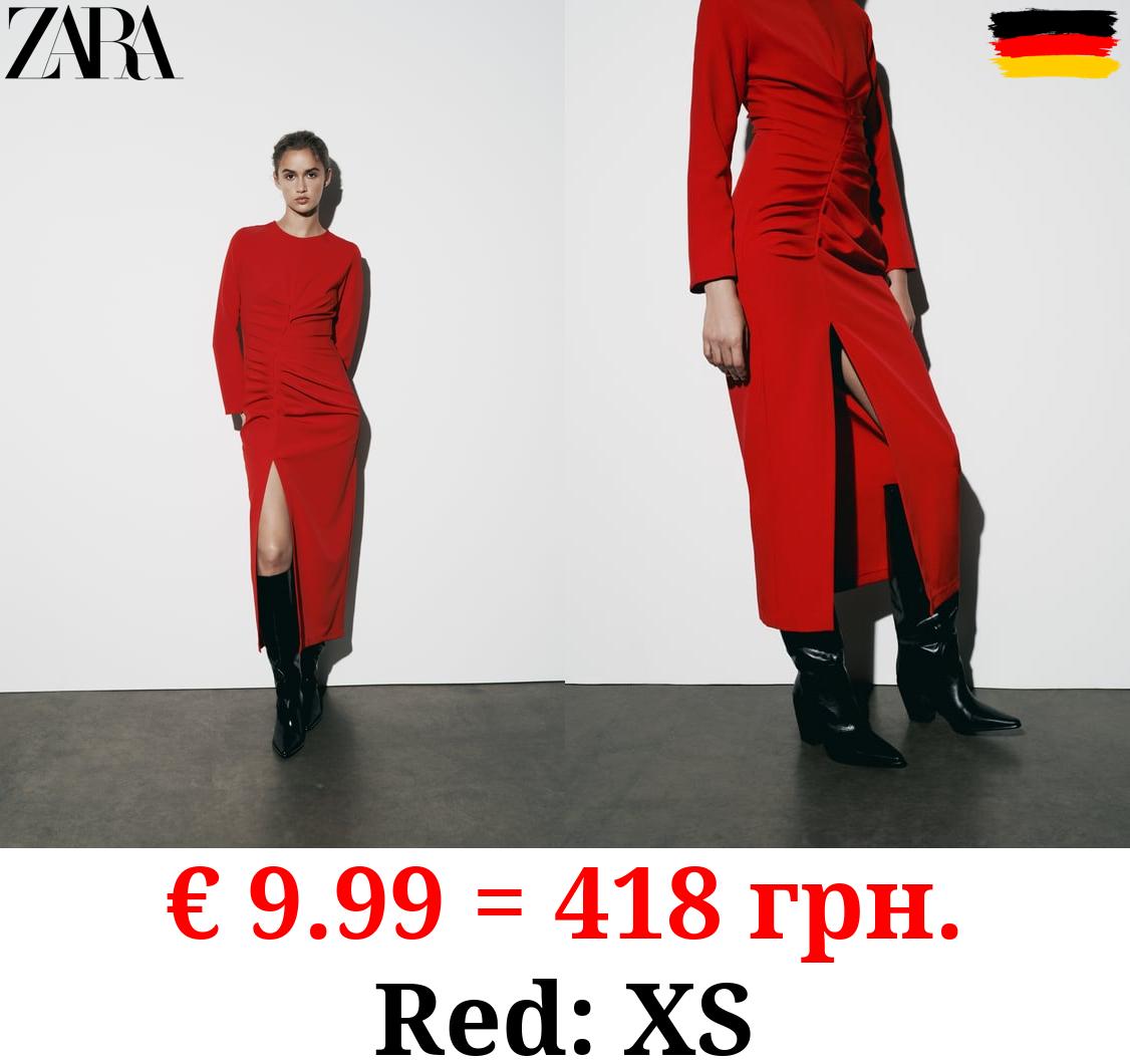 MIDI DRESS WITH FRONT GATHERING