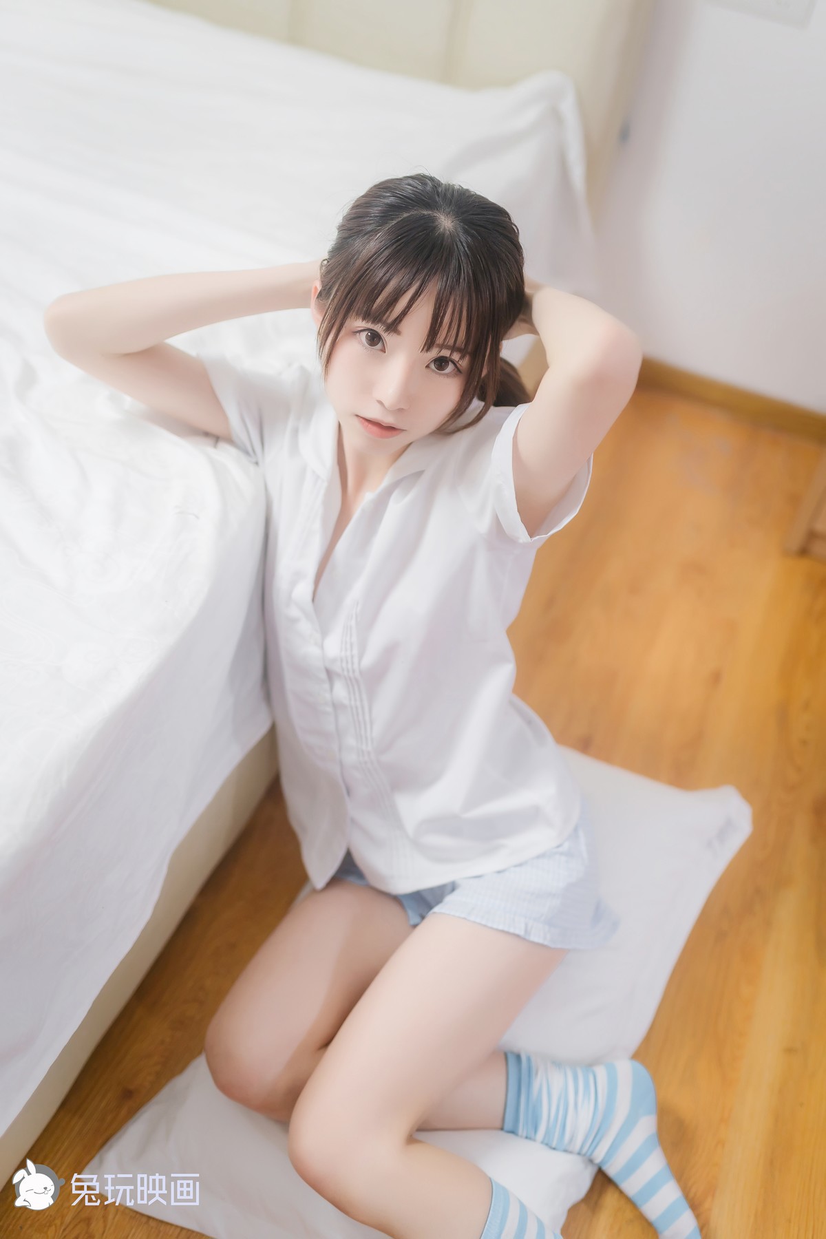 Cosplay 兔玩映画 蓝白条纹袜 37