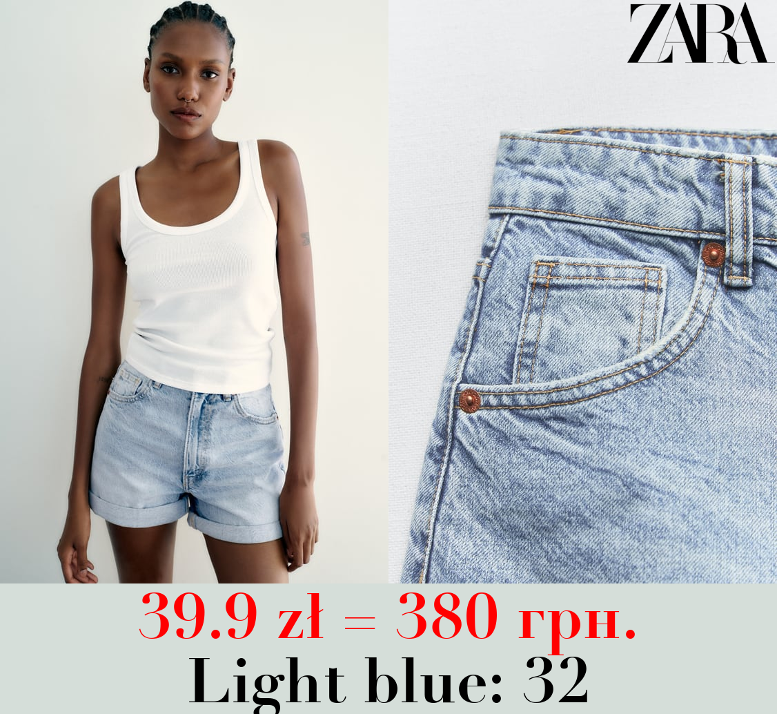 TRF HIGH-RISE MOM FIT DENIM BERMUDA SHORTS