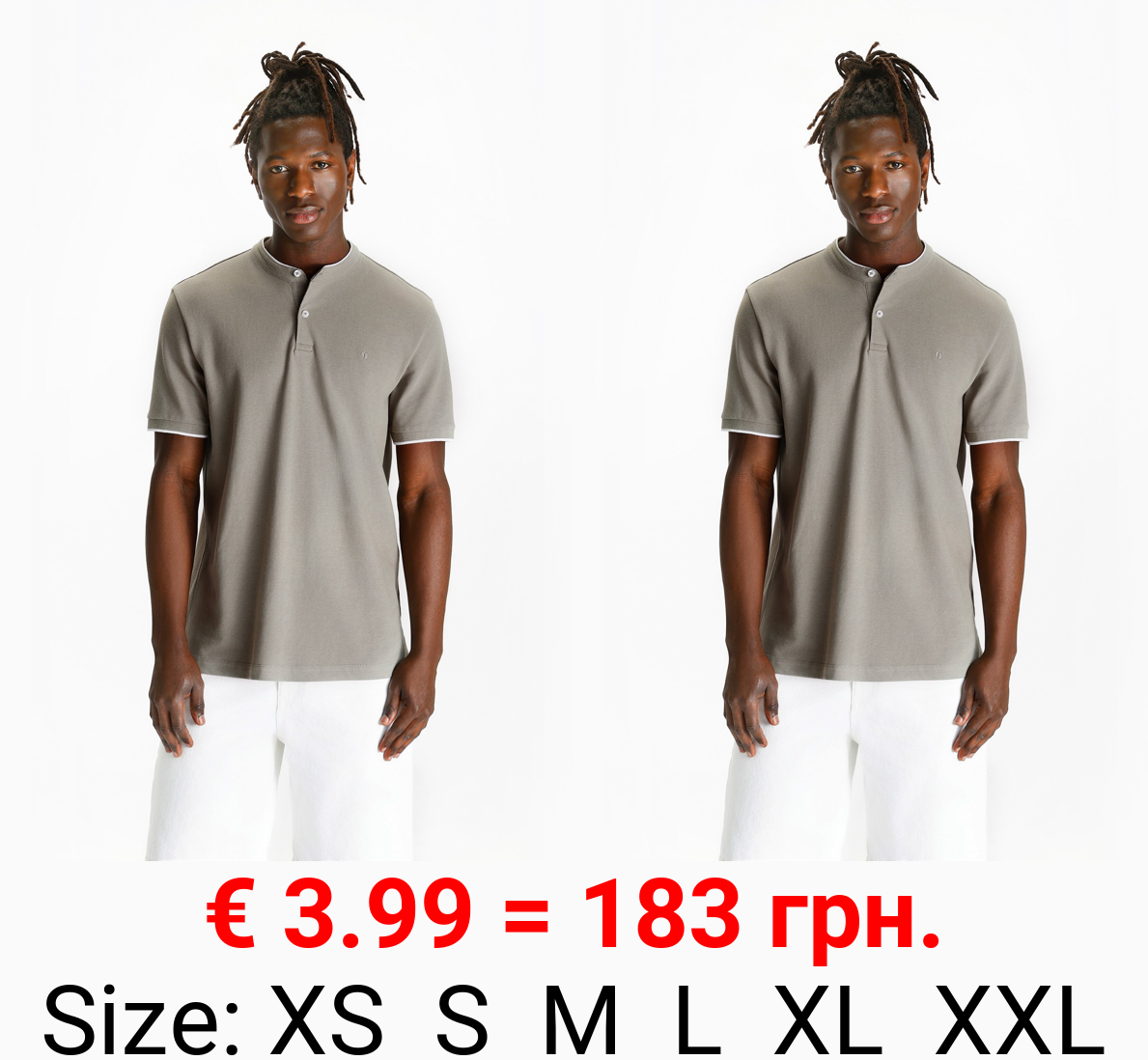 Polo shirt with embroidered stand collar