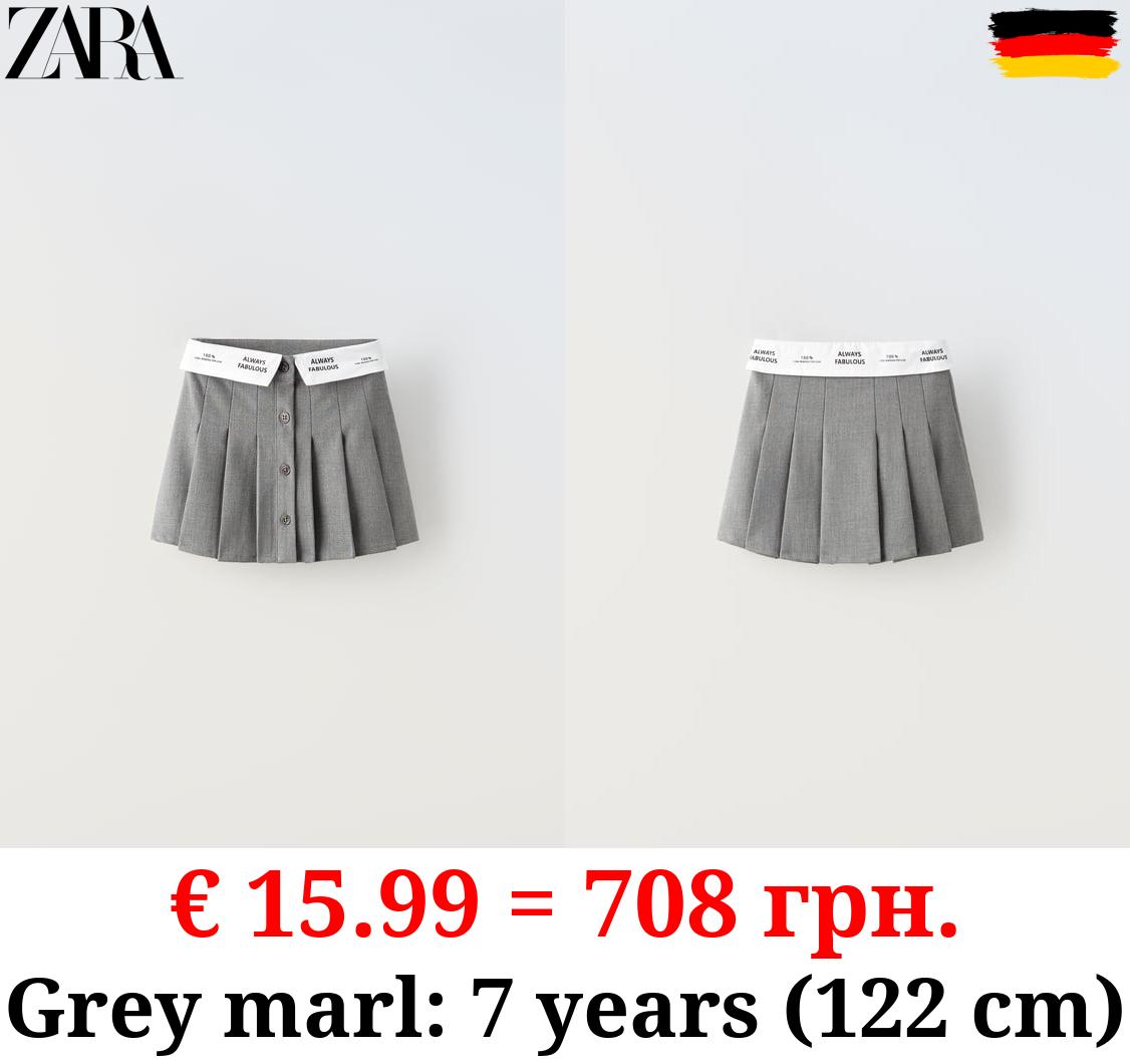 BOX PLEAT SKIRT WITH SLOGAN WAISTBAND