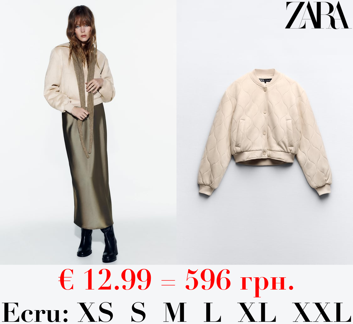 FAUX SUEDE PADDED BOMBER JACKET