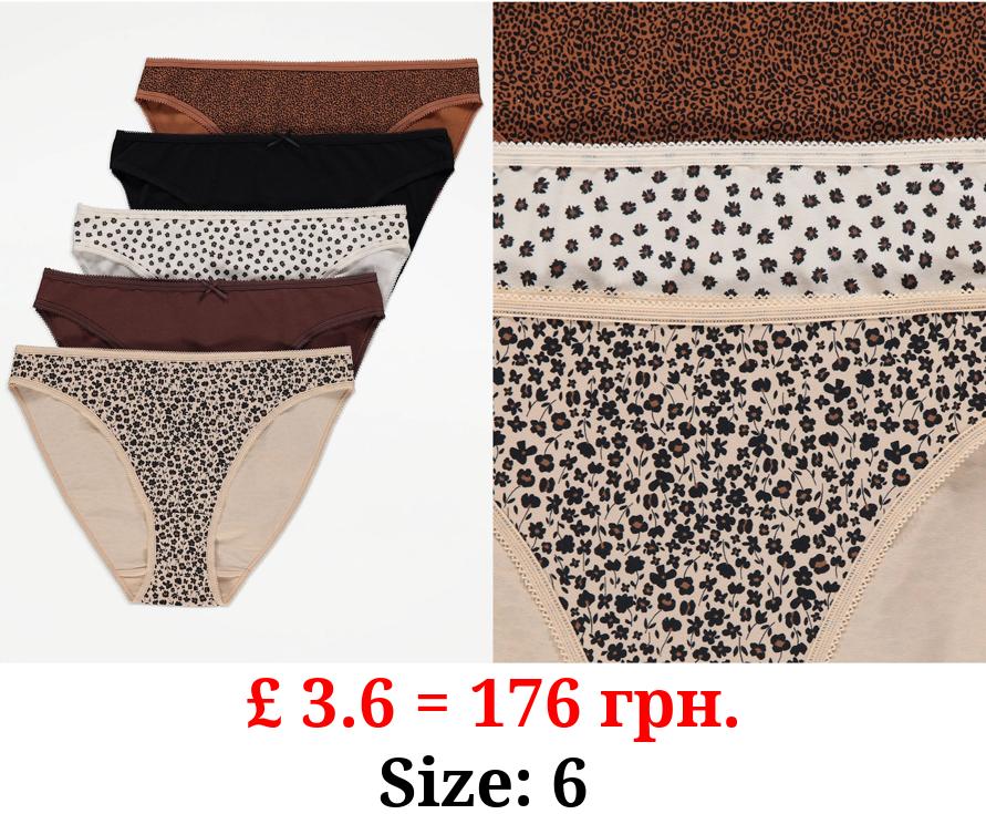 Neutral Animal High Leg Knickers 5 Pack
