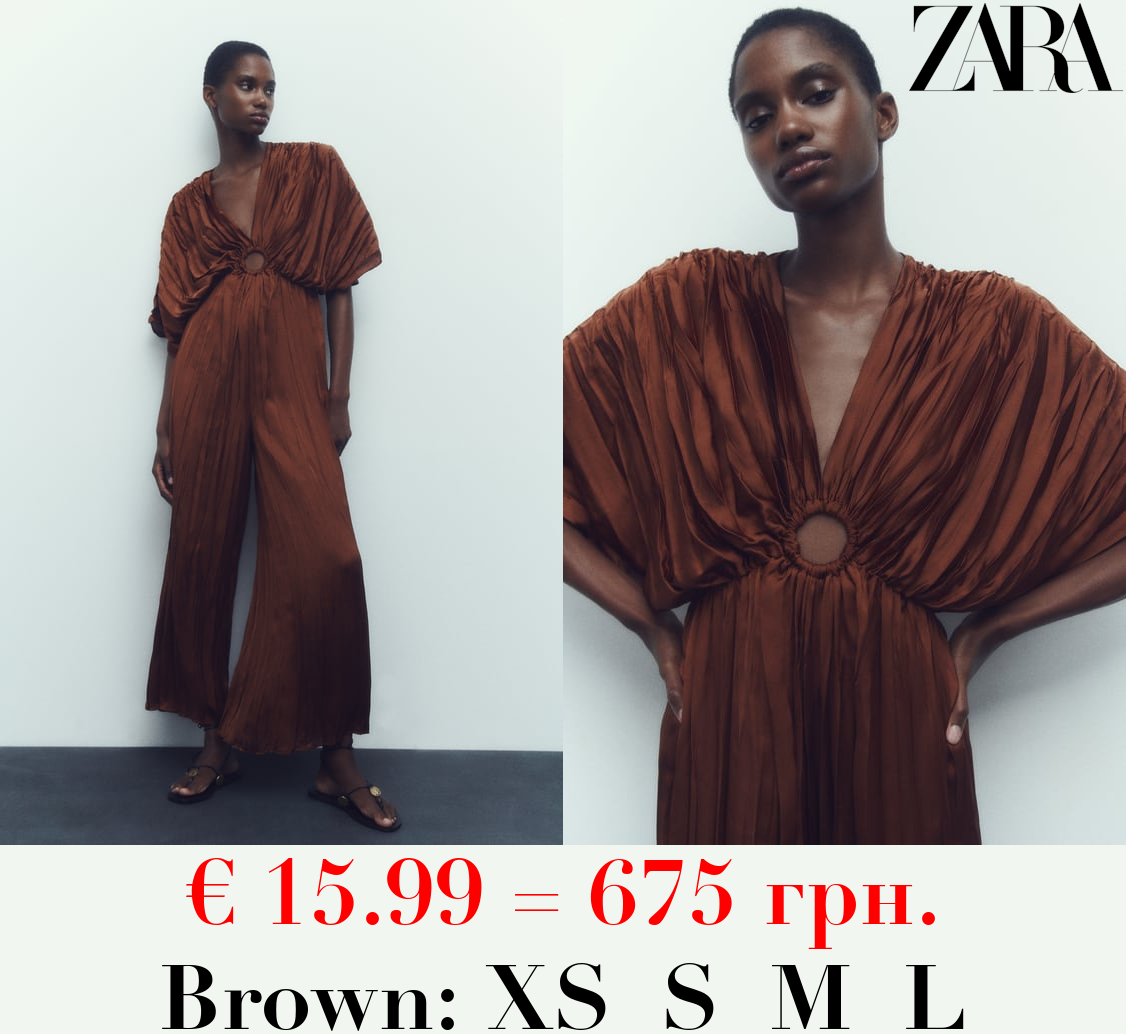 SATIN JUMPSUIT WITH WRINKLED EFFECT