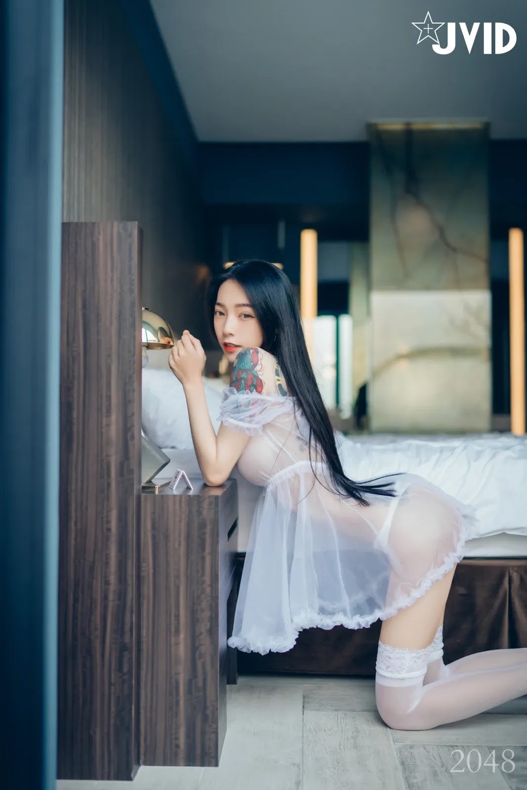 JVID精品 韩国女神飄飄 黑 超猛激凸遮不住 白 透透睡衣 不管怎樣的飄飄都好正啊!! Vol.02 33