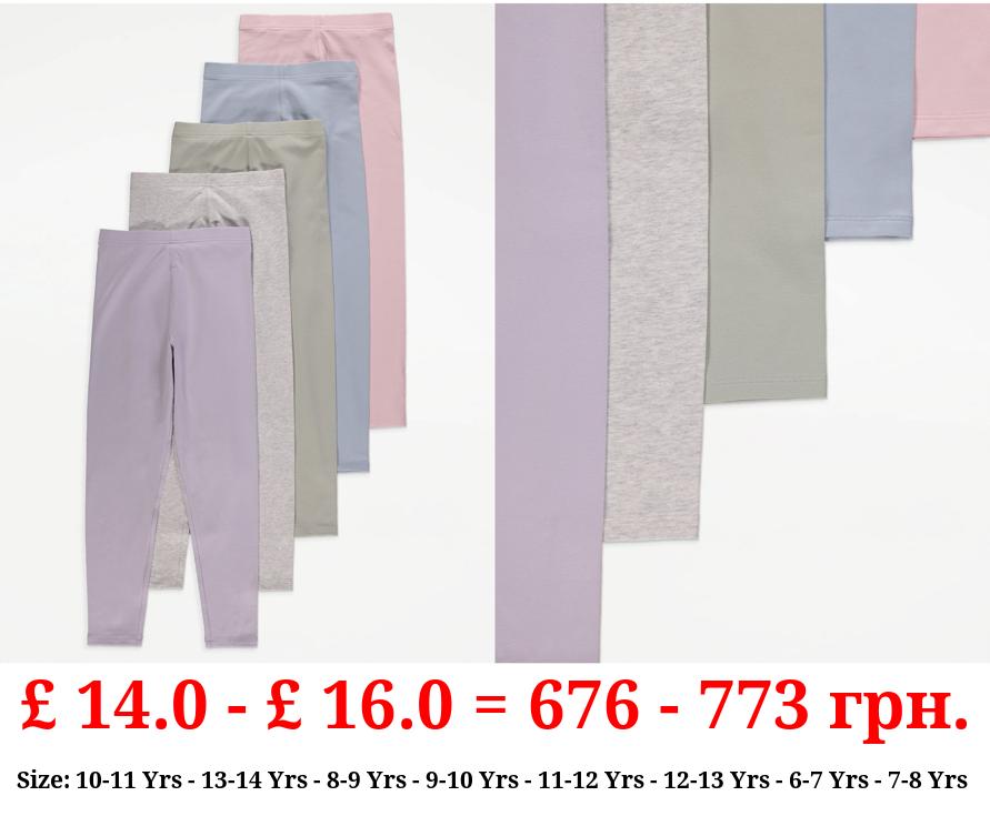 Pastel Plain Leggings 5 Pack