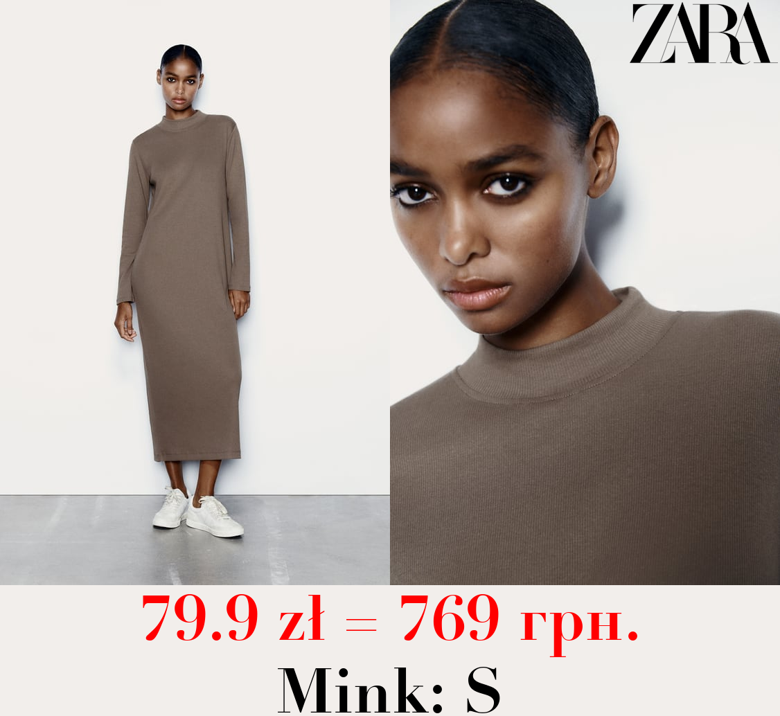 RIBBED MOCK-NECK DRESS