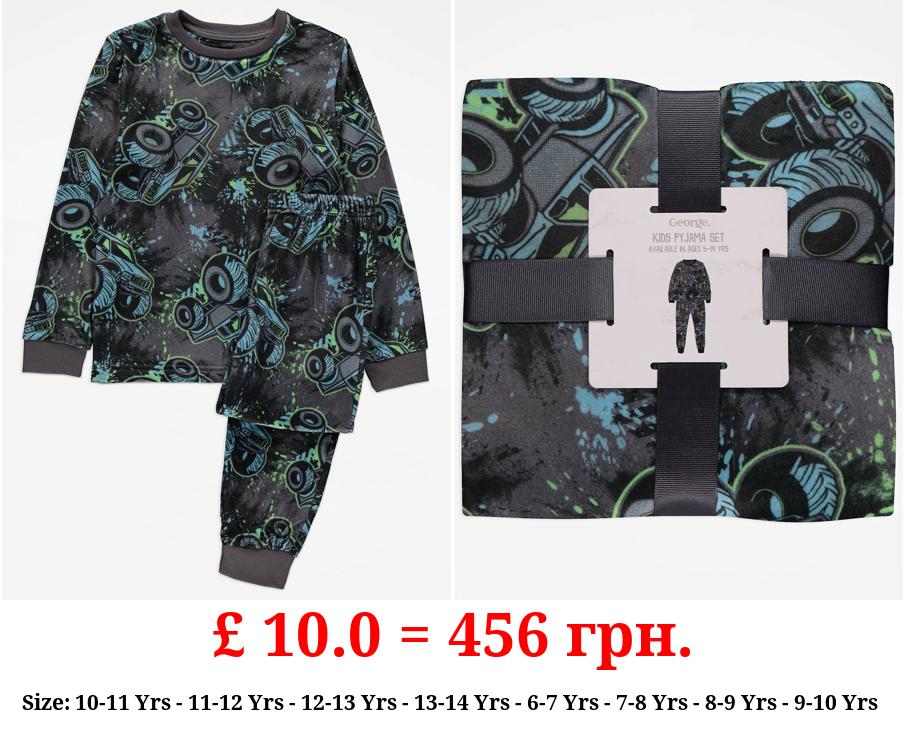 Grey Monster Truck Long Sleeve Pyjamas Gift Set