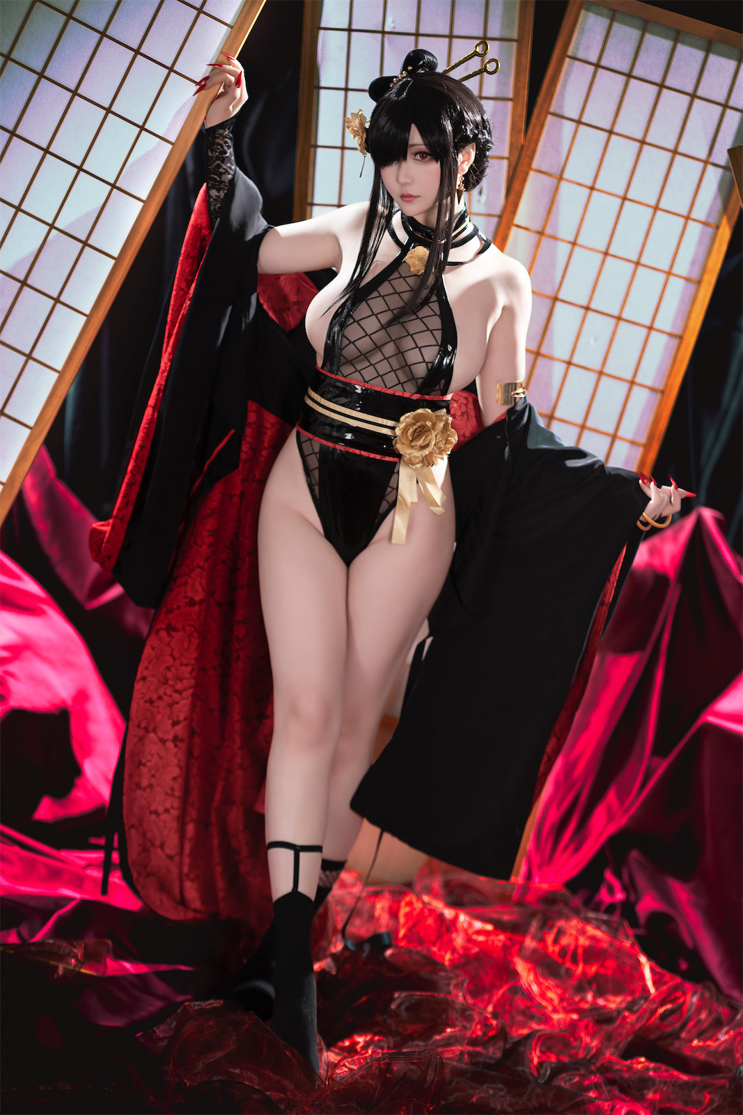 Cosplay 星之迟迟Hoshilily 圣诞节 约尔 同人和风战斗服 46
