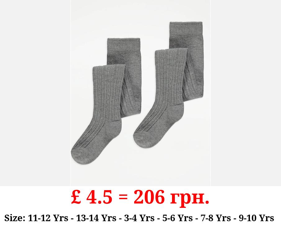 Grey Cable Knit Tights 2 Pack