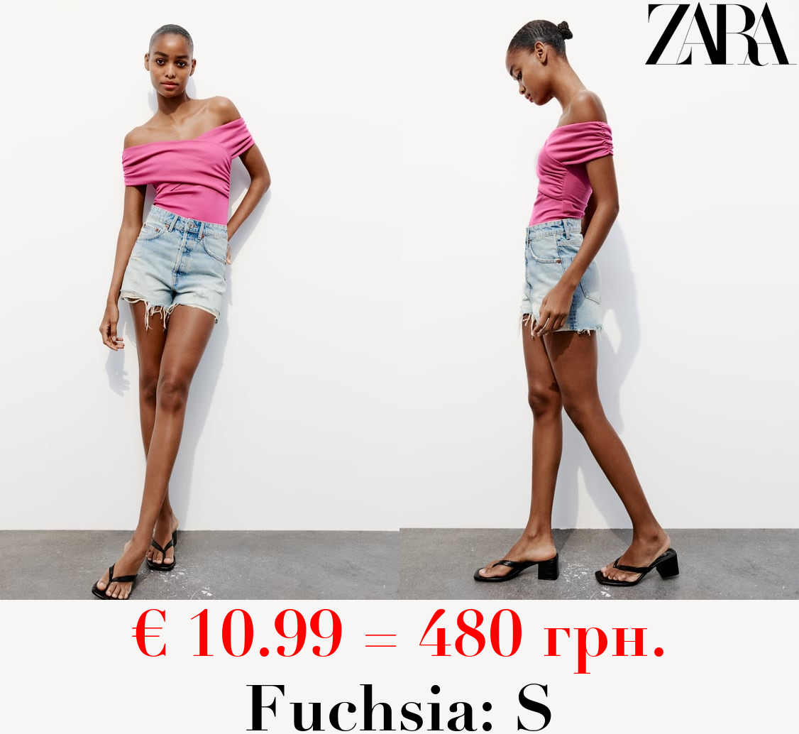 GATHERED CROSSOVER BODYSUIT