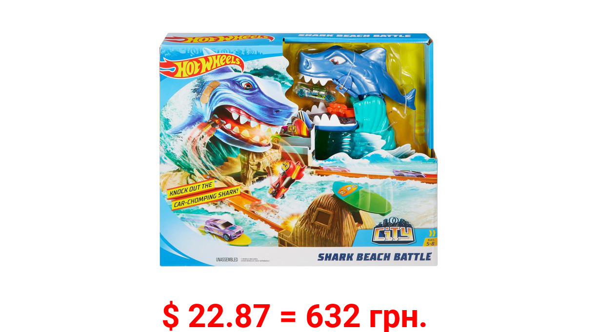 Hot Wheels City Shark Beach Battle Challenge Playset