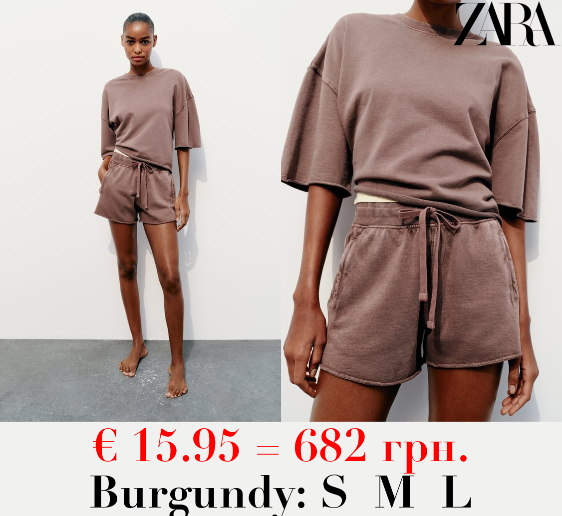 SHORT SLEEVE RIBBED PLUSH SWEATSHIRT