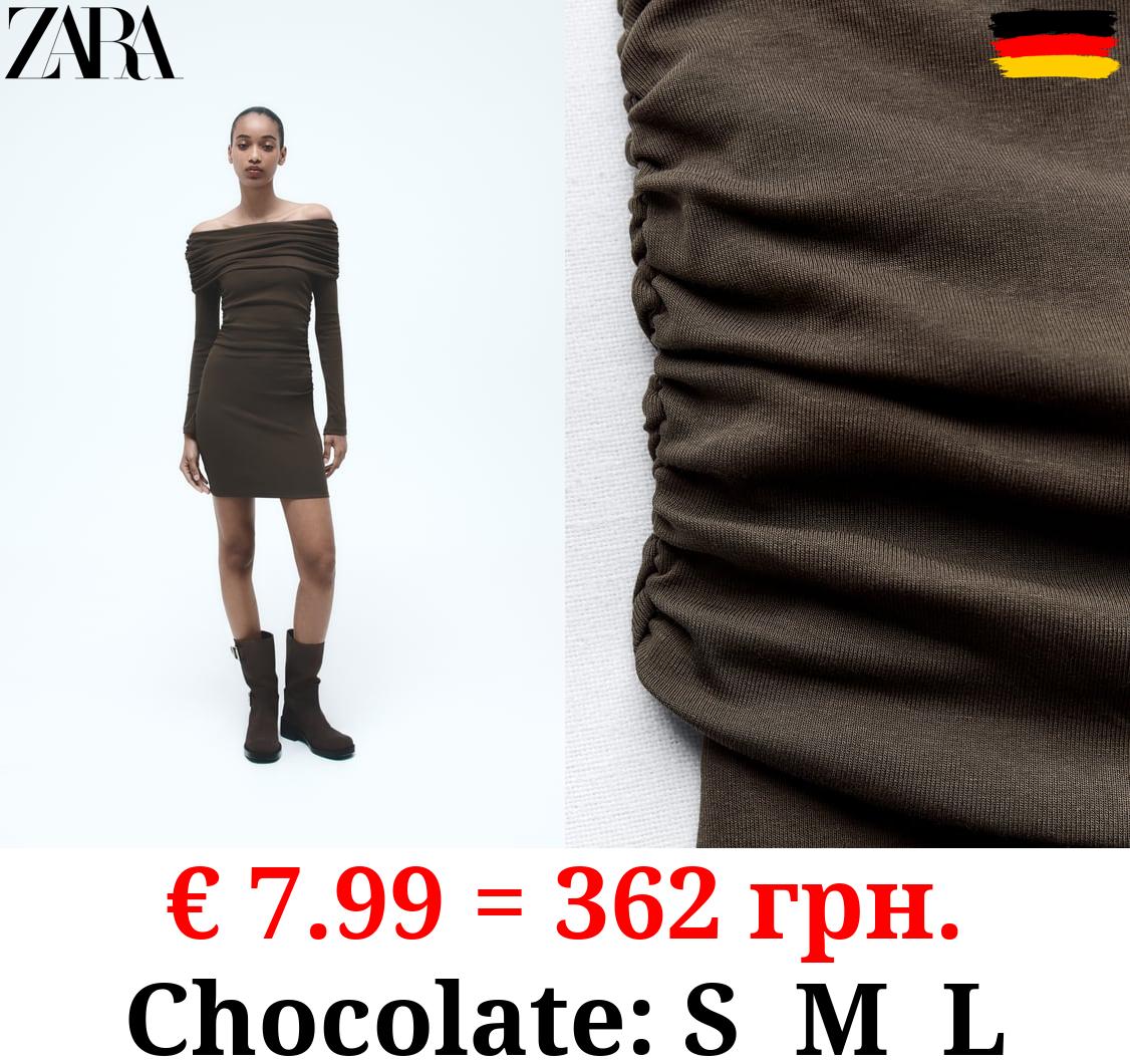 OFF-THE-SHOULDER DRESS WITH GATHERED DETAIL