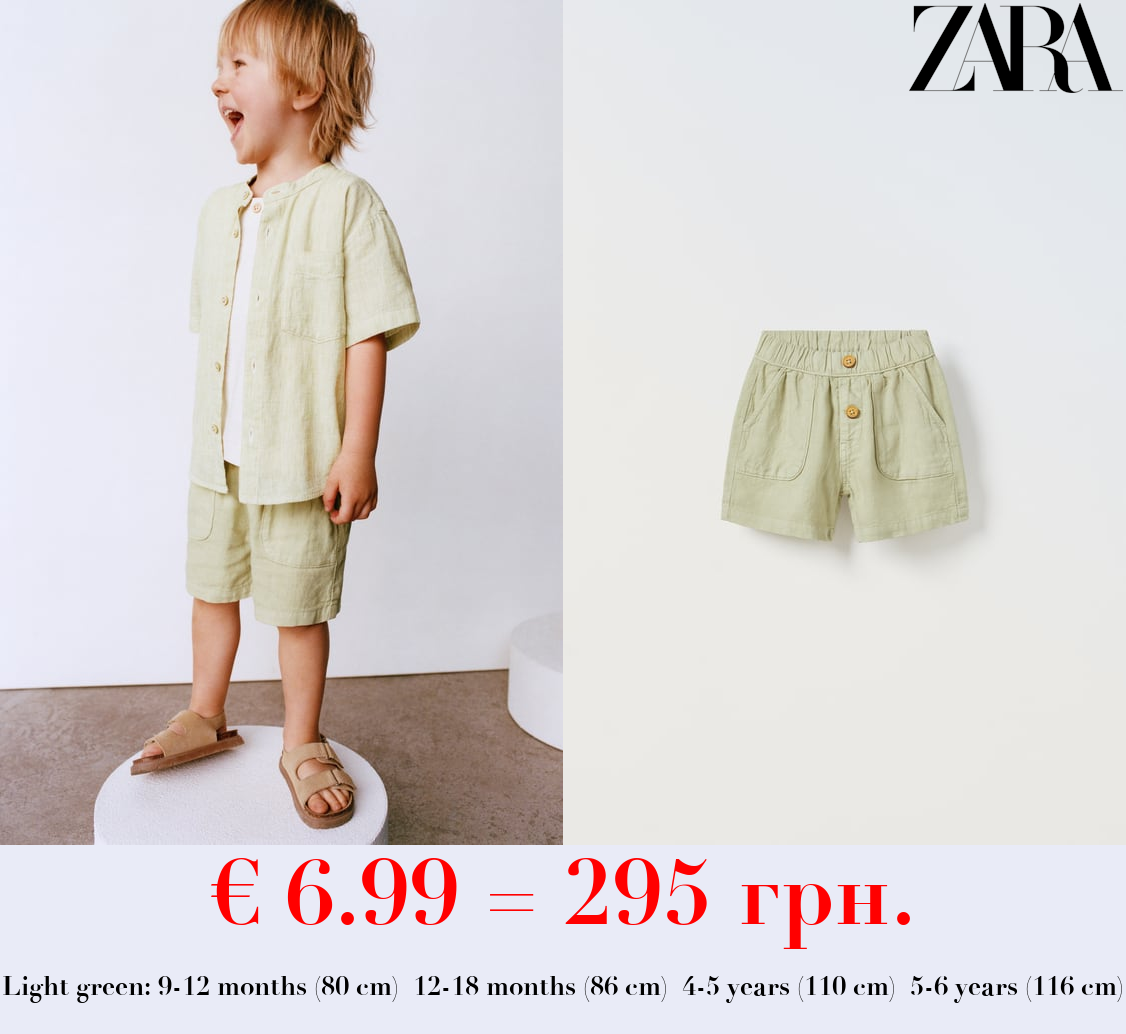 LINEN BLEND BERMUDA SHORTS