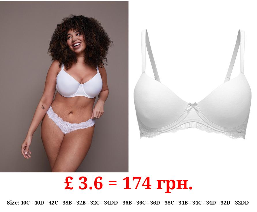 White Lace Trim T-Shirt Bra