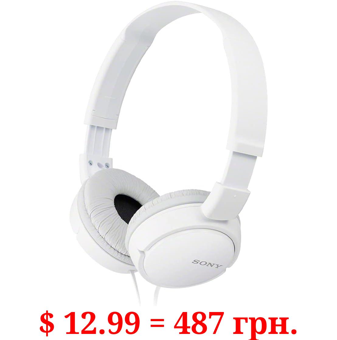 Sony ZX Series Wired On-Ear Headphones, White MDR-ZX110