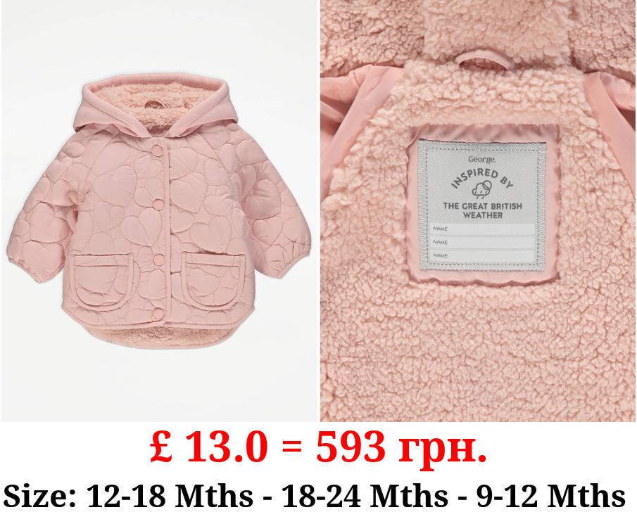 Light Pink Heart Quilted Jacket