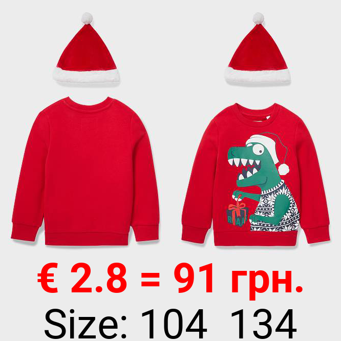 Dino - Set - Weihnachts-Sweatshirt und -Mütze - 2 teilig