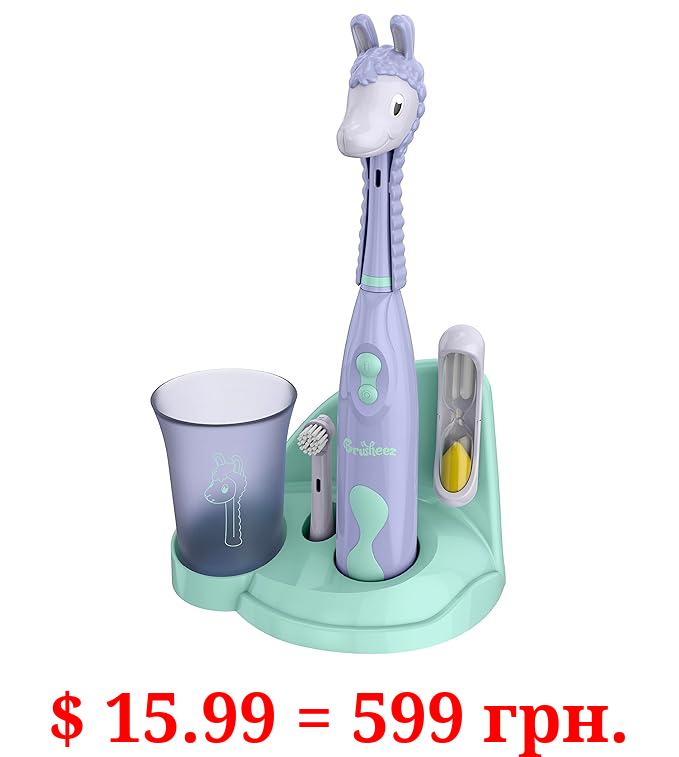 Brusheez® Kids’ Electric Toothbrush Set - Safe & Effective for Ages 3+ - Parent Tested & Approved with Gentle Bristles, 2 Brush Heads, Rinse Cup, 2-Minute Timer, & Storage Base (Luna The Llama)