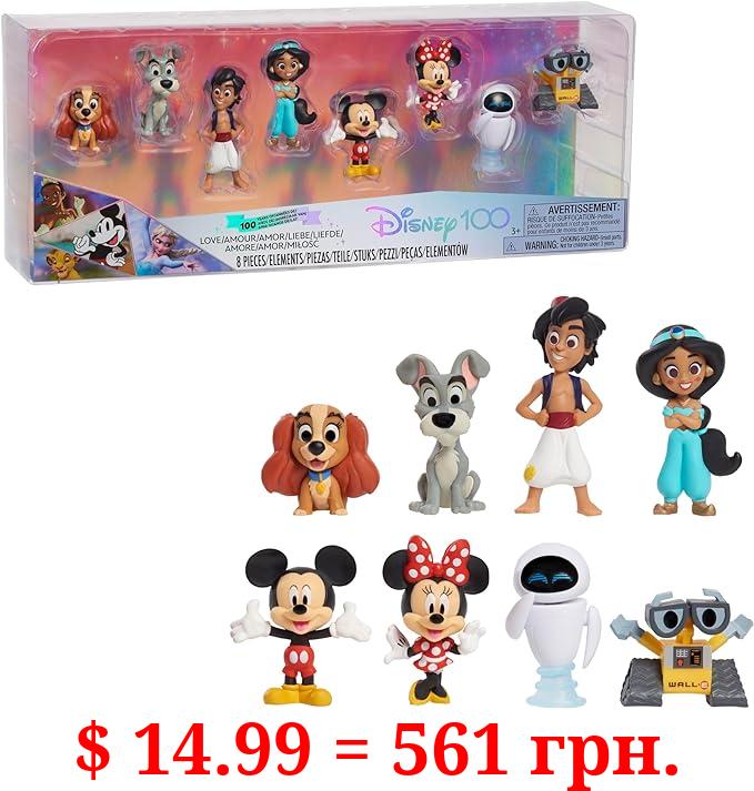 Disney100 Years of Love Celebration Collection Limited Edition 8-Piece Figure Pack, Officially Licensed Kids Toys for Ages 3 Up by Just Play