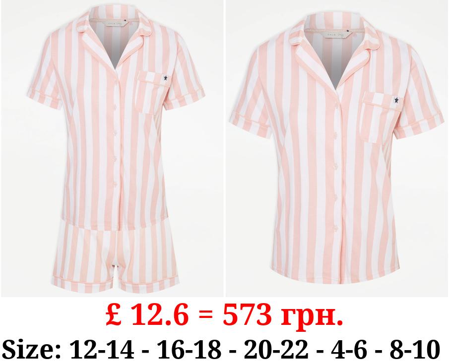 Pink Shirt Striped Short Pyjamas