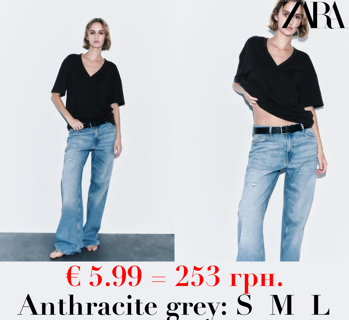 FADED-EFFECT V-NECK T-SHIRT